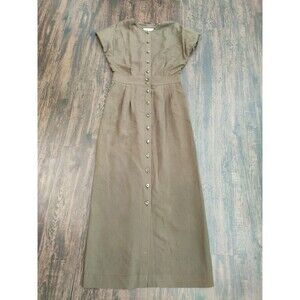 Bouguessa Sleeve Maxi Dress Shirt Sz Small S MOCHA(Brown) S21D05 Made in UAE